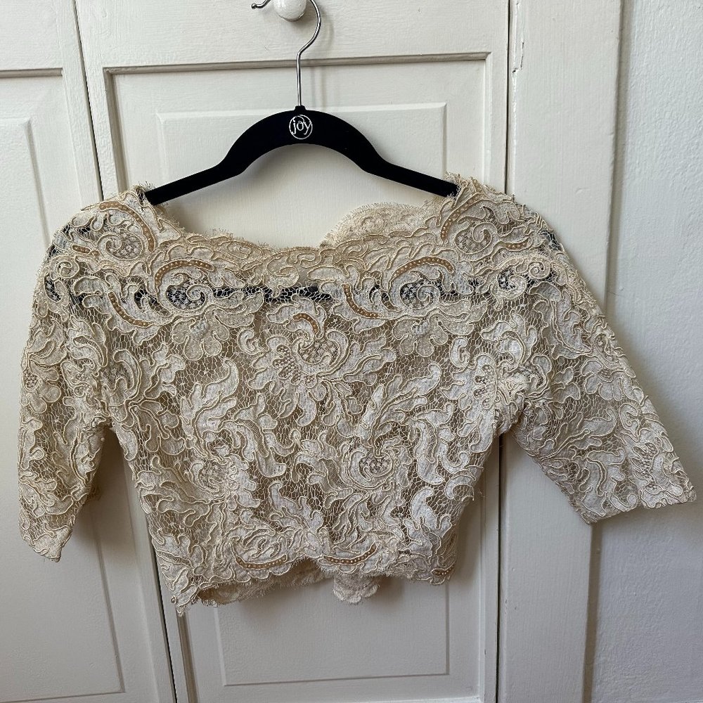 Vintage lace & beanded crop top
